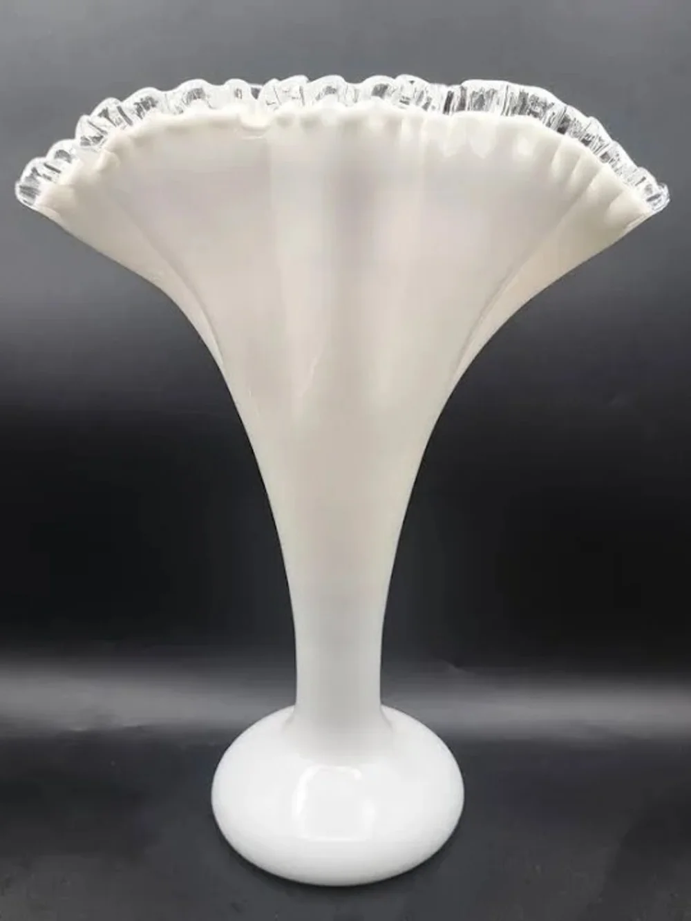 Fenton Silver crest Milk Glass Trumpet Vase 12